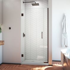 The DreamLine Unidoor Plus is a frameless hinged shower door or enclosure that is perfectly designed for today’s contemporary trends. With modern appeal and sleek clean lines, the Unidoor Plus adds a touch of timeless style to any bathroom space. DreamLine exclusive ClearMax water repellant and stain resistant glass coating adds superior protection from stains and is nearly maintenance-free. Unidoor Plus is part of the DreamLine Unidoor collection, the most versatile line of shower doors and enclosures on the market. Whatever your needs, DreamLine has the ultimate solution for your shower project! DreamLine Unidoor Plus Oil Rubbed Bronze 32-in to 32-1/2-in W x 72-in H Frameless Hinged Shower Door | SHDR-243207210-06 Modern Towel Bars, Hinged Shower Door, Frameless Hinged Shower Door, Frameless Shower Door, Bathtub Doors, Tub Doors, Tub Shower Doors, Frameless Shower Doors, Shower Base