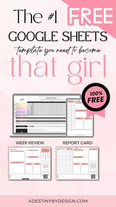 The #1 (free) google sheets template you need to become THAT GIRL Habit Tracker Printable Monthly, Aesthetic Planners, Goals Sheet, Goals Template, Habit Tracker Bullet Journal, Google Spreadsheet