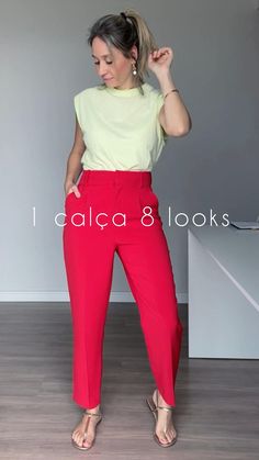 Casual Red Pants Outfit, Red Pants Office Outfit, Red Work Pants Outfit, Red Trouser Outfit Women, Red Pants Outfit Casual, Red Slacks Outfit, Outfits Pantalon Rojo, Pantalon Rojo Outfit, How To Style Red Pants