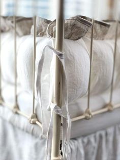 Ruffled Cottage Linen Crib Bumpers | White + Oatmeal Crib Bumper Pads, Linen Crib Bedding, White Crib Bedding, Ruffle Crib Skirt, Crib Liners, Crib Bumpers, Bumper Pads For Cribs, Neutral Crib, Baby Bumper