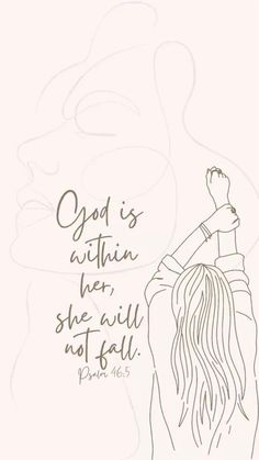 a drawing of a woman sitting on top of a rock with the words god is within her, she will not fall