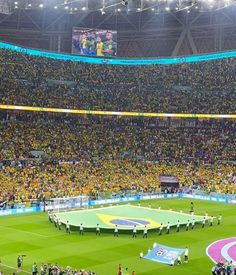 a soccer stadium filled with lots of people