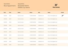 the real estate listing form is shown in orange and white, with black numbers on it