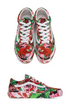 Kenzo Multicolor Vans Edition OG Old Skool LX Sneakers. Low-top canvas sneakers featuring multicolor floral pattern throughout. Round cap toe. Lace-up closure in white. Padded tongue. Vans Vintage, Sneakers Vans, Sk8 Hi, Cool Tones, Vans Old Skool