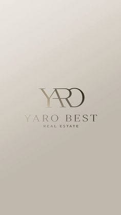 the yaro best real estate logo is shown in gold and silver on a white background