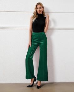 Fashion Trends  // Show off your gorgeous style wearing this verdant green high waist wide leg corduroy pants.