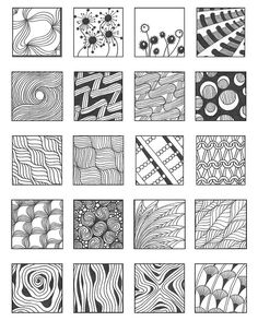 the different patterns used in this coloring book are shown here, and it is easy to draw