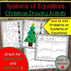 christmas themed worksheets for students to practice the systems of equatations