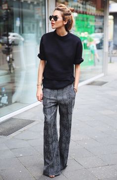 Mode Looks Street Style, Looks Black, Street Style Winter, Grey Pants, 가을 패션, Fashion Mode, Looks Style, Work Fashion