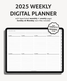 a digital planner with the text,'2020 weekly digital planner'in black and white