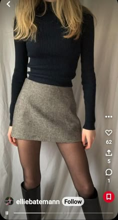 Checkered Skirt Outfit, Skirt Outfit Fall, Adrette Outfits, Stile Blair Waldorf, Short Skirts Outfits, Plaid Skirt Outfit, Thanksgiving Outfit Ideas, Cute Thanksgiving Outfits, Sixth Form