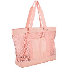 Eastsport Mesh Tote Beach Bag In Blush - The Eastsport Mesh Tote Beach Bag is ideal for carrying anything you need for the day. This cool tote is constructed of sturdy polyester and transparent mesh throughout the body with a thick, solid-colored polyester mesh reinforcing the base. Tote Beach Bag