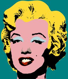 a pop art portrait of marilyn monroe in blue and yellow with her eyes closed to the side