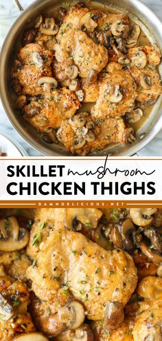 Want more food to cook for dinner? Here's a boneless skinless chicken thigh recipe on a skillet! Tender and super juicy with a garlicky mushroom butter sauce, this chicken dish is so good. Save this pin! Mushroom Chicken Thighs, Skillet Chicken Thighs, Baked Food, Chicken Stroganoff, Cooking Meals, Easy Main Dishes, Skillet Recipes, Cook Chicken, Healthy Dinner Recipes Chicken