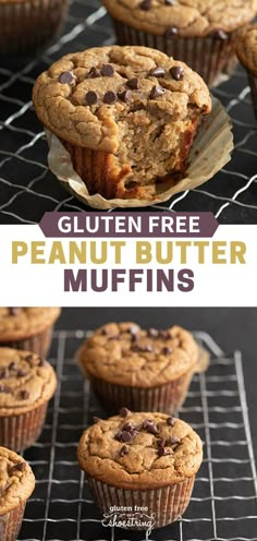 gluten free peanut butter muffins on a cooling rack