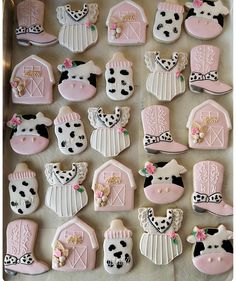 decorated cookies in the shape of farm animals