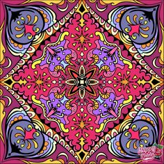 a colorful square design with an intricate pattern