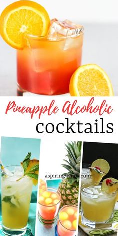 an image of pineapple alcoholic cocktails collage