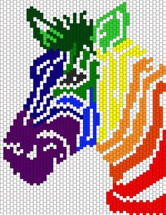 an image of a cross stitch pattern with the colors of the rainbows and white