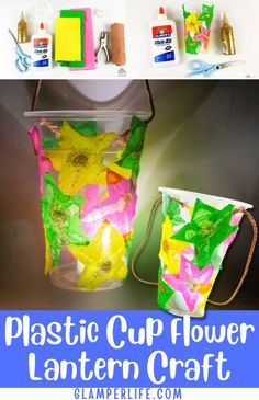 plastic cup flower lantern craft for kids to make