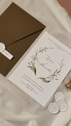 wedding stationery with wax stamp and envelope