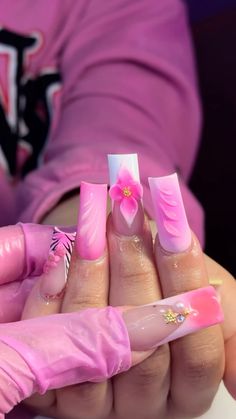 Pink Summer Nails, Pretty Lashes, Drip Nails, Dope Nail Designs, Short Square Acrylic Nails, Long Acrylic Nails Coffin