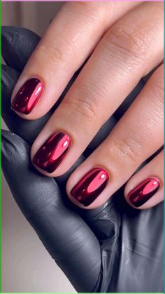 Elevate your style with 💅❤️Red Chrome Nails🌹. Embrace the bold and modern allure of red chrome, making a statement with chic and dazzling fingertips. Let your nails shine with sophistication and capture attention wherever you go. #RedChromeNails #BoldElegance #ChicBeauty ✨🔴 Deep Red Nails, Red Chrome, Chrome Nails Designs, Mirror Nails, Blush Nails, Glass Nails, Metallic Nails, Cat Eye Nails