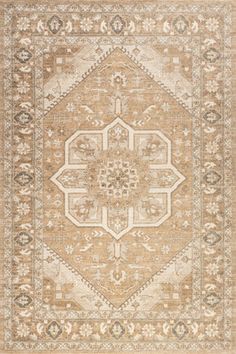 Evermore Medallion Wool and Cotton Rug | Brown Lauren Liess, Castle Tower, Rug Brown, A Castle, Vintage Inspired Design, Cotton Rug, The Fairy, Neutral Tones, First Step