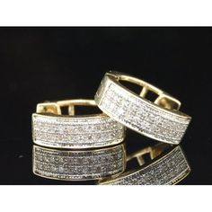 LADIES YELLOW GOLD PAVE DIAMOND HOOPS HUGGIES EARRINGS Size: one size.  Gender: female.  Age Group: adult. Fancy Bracelets, Box Bracelets, Gucci Bracelet, 10k Gold Chain, Byzantine Chain, Engraved Bar Necklace, Rope Bracelets, Cable Bracelets, Gold Pendants