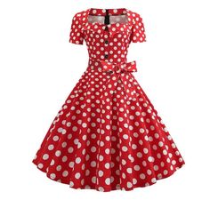 Neuheiten 2025 | A Linie 50er Rockabilly Kleid Knielang mit Ärmel in Rot Gepunktet | Damenmode Damenbekleidung Günstig Online Kaufen » Aktuelle Mode Trends für Damen » Damenmode Kollektion 2025 » Festliche Mode für Damen » Fashion Shop für Damen