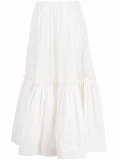 Off-white cotton-silk blend flared maxi skirt from TORY BURCH featuring flared design, high-waisted and maxi. Flared White Skirt Outfit, White Skirt Flowy, Long Whire Skirts, White Tiered Maxi Skirt, Long White Skirts, Maxi Skirt Png, Luxury White Flowy Skirt, Luxury Relaxed White Skirt, Tabyana Ali