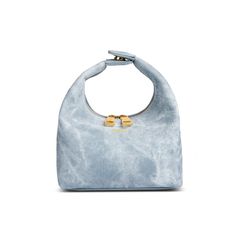 SINBONO Vienna Mist Blue Leather Handbags -Vegan Leather Women Bag Mini Designer Bags, Denim Texture, Leather Hobo Handbags, Vegan Handbags, Vegan Leather Handbag, Hobo Handbag, Embroidery Bags, Golden Chain, Sustainable Fashion Brands