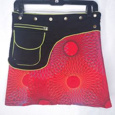 A Brand New Adjustable Skirt From Nepal Perfect For Festivals , With Built In Money Belt. 100% Cotton. Lovely Sacred Geometry And Mandala Details. This Ones Length Is 16" Multicolor Summer Skirt With Pockets, Summer Multicolor Skirt With Pockets, Retro Fitted Skirt For Festival, Red Skort For Summer, Red Relaxed Skort For Summer, Retro Red Skort For Summer, Casual Mini Skirt For Festival, Red Relaxed Fit Skort For Summer, Summer Fitted Wrap Skirt With Pockets