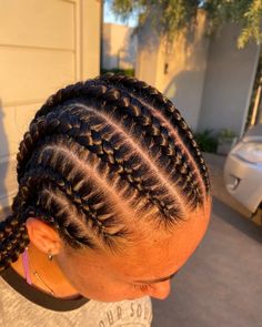 3 Braid Hairstyles, Cornrow Hairstyles With Color, 4 Braided Hairstyles, Four Cornrows, 6 Braids, Cornrows Long, Curly Braided Hairstyles, Corn Row, Hair Job