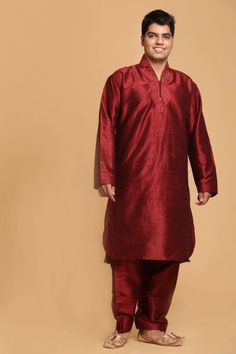 #muslim #eid #dresses 2018 - Maroon Dupion Silk Pathani Suit - 5084