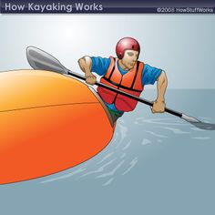 a man riding on the back of a kayak