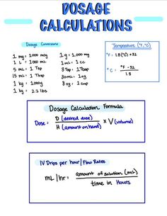 an image of the dosage calculations on a white sheet with blue writing and numbers