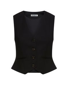 Elevate your workwear with a classic waistcoat. Designed to be worn as its own top or styled atop a blouse, our wool waistcoat reimagines traditional suiting for the modern working woman. The slim silhouette features functional pockets at the front, center-front button closures, and a stationary back belt. Women Vest Suit, Womens Suit Vest, Black Waistcoat, Wool Waistcoat, Waistcoat Woman, Belted Blazer, School Style, Black Vest, Working Woman