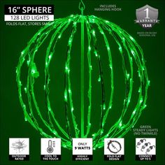 the green string lights are on display with instructions for how to use them in this project