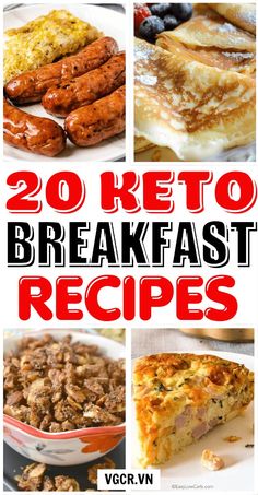 20 keto breakfast recipes with text overlay