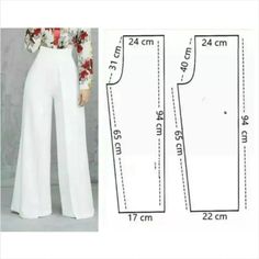 an image of a woman's white pants with measurements and measurements for each pair