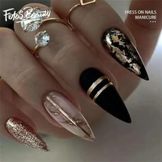 Click here to view more Fofosbeauty Press On Nails at lower price! Fofosbeauty--Press on nails 24 Pieces set 12 different sizes. Artificial nails design your own nails for weddings, parties, weekend dating, or special occasions. Acrylic nails art accessories design 24 pcs set full nail design fake nail tips with free nail glue sticker sheet and mini nail file. These tools can help you wear fake nails better, and the operation is easy and convenient for everyone. Clip-on nails have different size Design Black Gold, Long Almond Nails, Nagel Tips, Manicure Tips, Her Nails, Fake Nails With Glue, Black Nail, Diy Nail Art, Nailed It