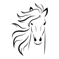 a horse's head is shown in black and white, with long manes