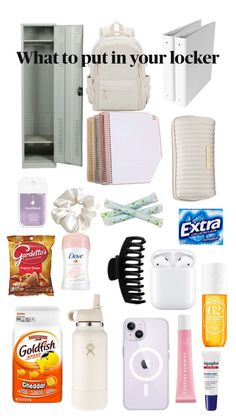 What to put in your locker High School Essentials, School Emergency Kit, School Backpack Essentials, Middle School Survival