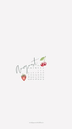 a calendar with cherries on it and the word march written in cursive writing