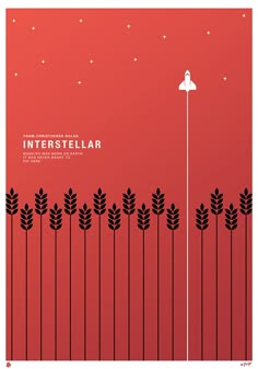 the poster for interstellar is shown in red and black with white lines