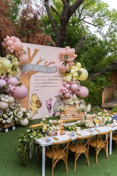 Winnie the Pooh first birthday party ideas and inspiration. Hundred Acre Woods themed first birthday party celebration in Dallas, TX. Classic Winnie the Pooh themed first birthday party. Winne The Pooh Birthday Theme, Winnie Pooh Birthday Party Ideas, Winnie The Pooh Classic Party, Winnie The Pooh Party Table Decor, Winnie The Pooh 1st Bday Party, Whitney The Pooh 1st Birthday, Winnie The Pooh Quinceanera, Forest Themed 1st Birthday Party, Vintage Winnie The Pooh Birthday Party Decor