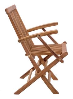 a wooden folding chair on a white background