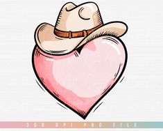 a drawing of a cowboy's hat on top of a pink heart with the words, 30 dip png file