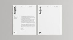 two letterheads on top of each other next to an envelope with the word project printed on it